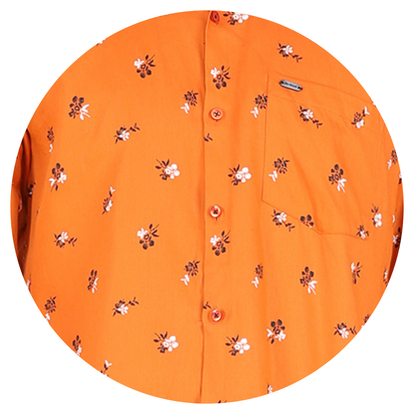 Vibrant Orange Blossom: Printed Floral Delight for Effortless Elegance