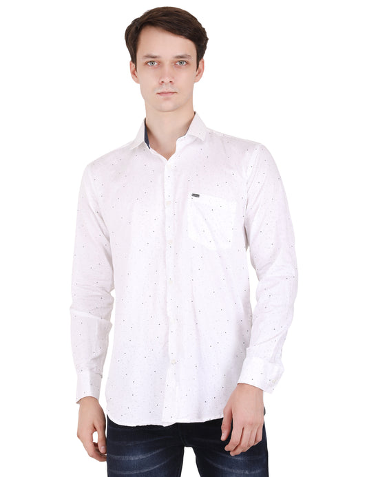 Minimal Dot Print White Shirt - Sleek Men's Fashion | Shop Now