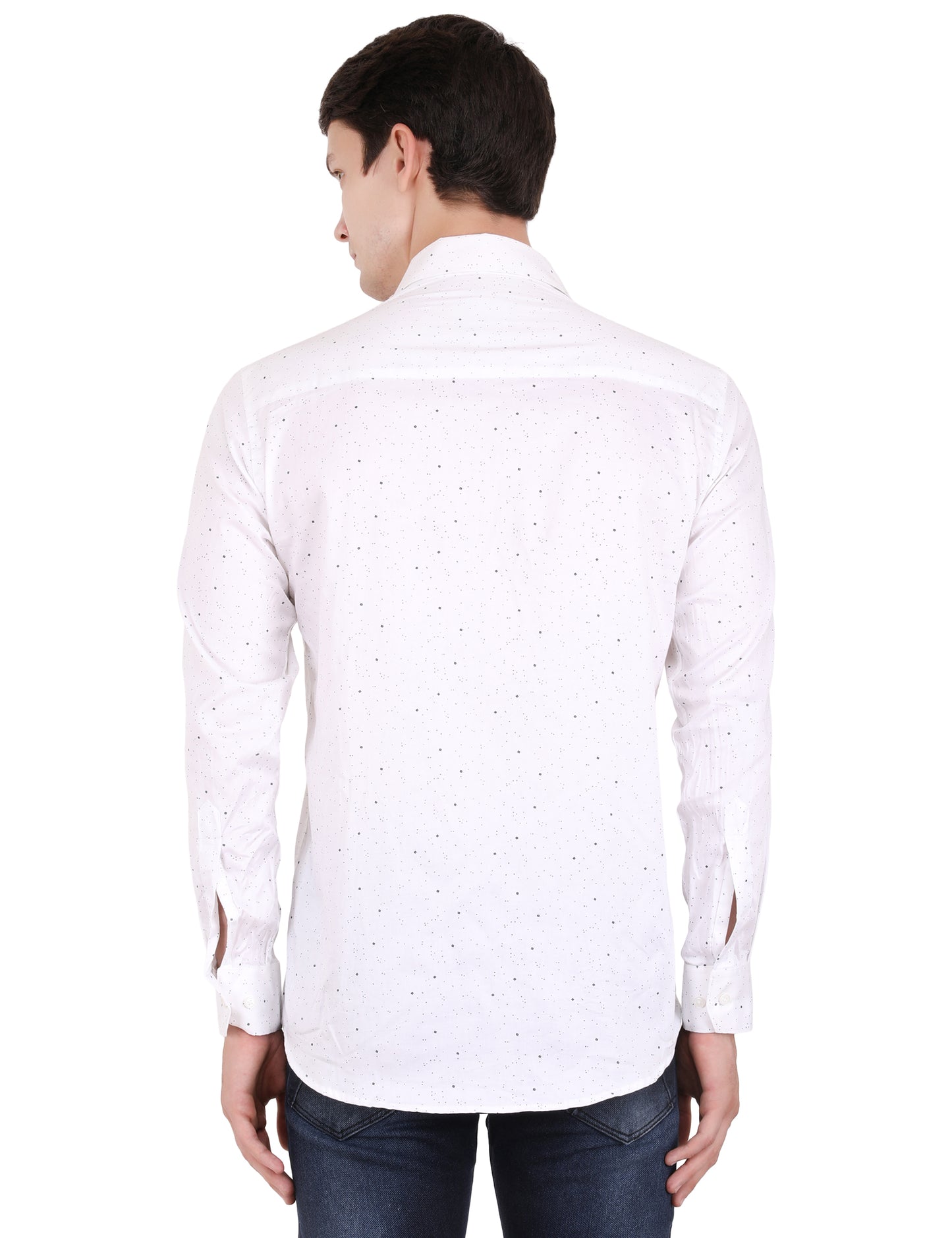 Minimal Dot Print White Shirt - Sleek Men's Fashion | Shop Now