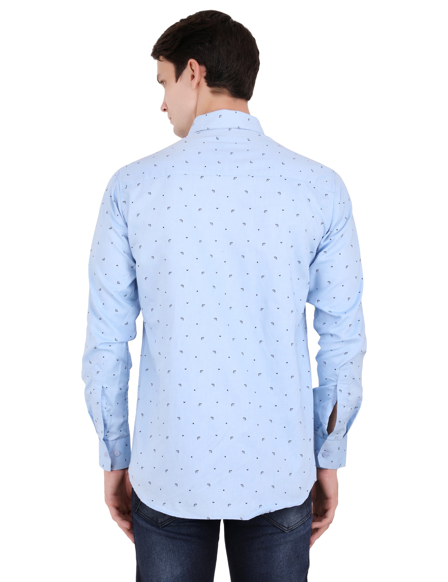 Chic Blue Shirt with Subtle Black Leaves - Elevate Your Wardrobe!