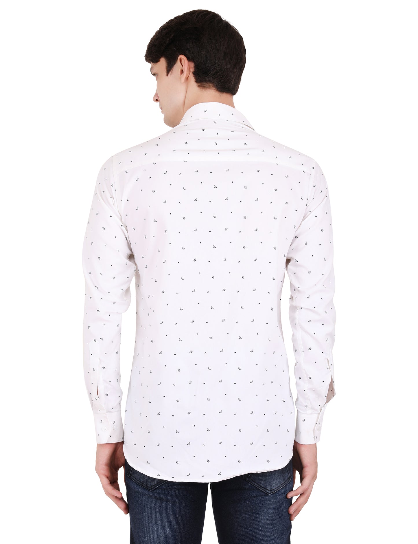 Minimal Black Leaf Print White Shirt - Modern Men's Fashion | Shop Now