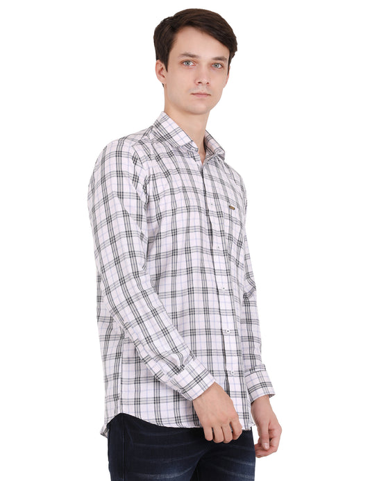 Timeless Checks: Printed White Shirt with Check Design | Men's Classic