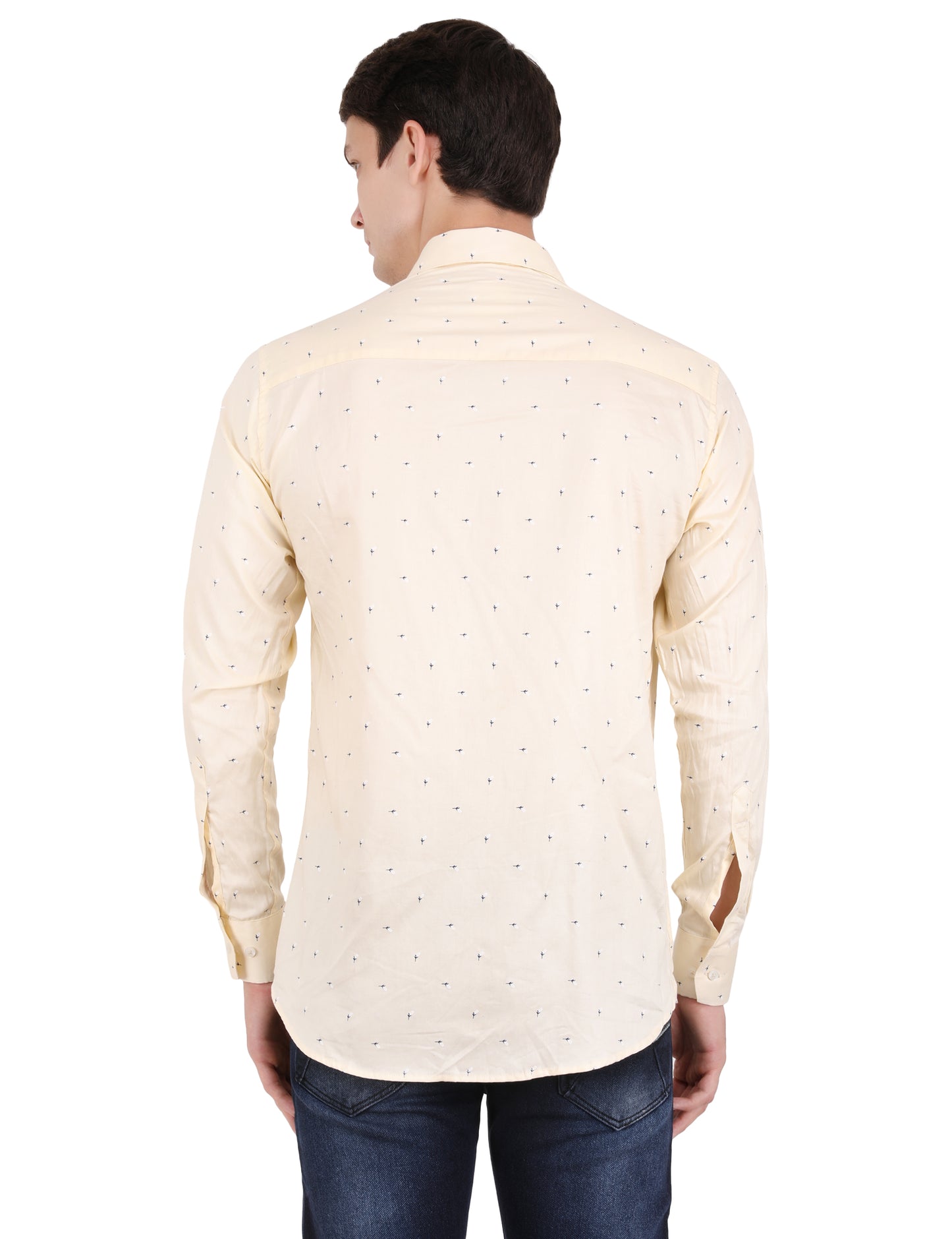 Minimal Leaf Print Yellow Shirt - Stylish Men's Fashion | Shop Now